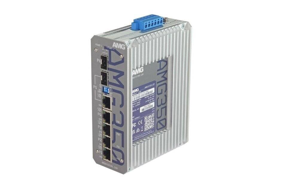 AMG Systems AMG350-4GBT-1C-1S-P240, Industrieller 6 Port Unmanaged Switch, 4 x 10/100/1000 RJ45, 60/90W PoE (240W Max )