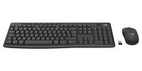 Kabelloses Tastatur- und Mausset mit USB-Empfänger auf weißem Hintergrund.