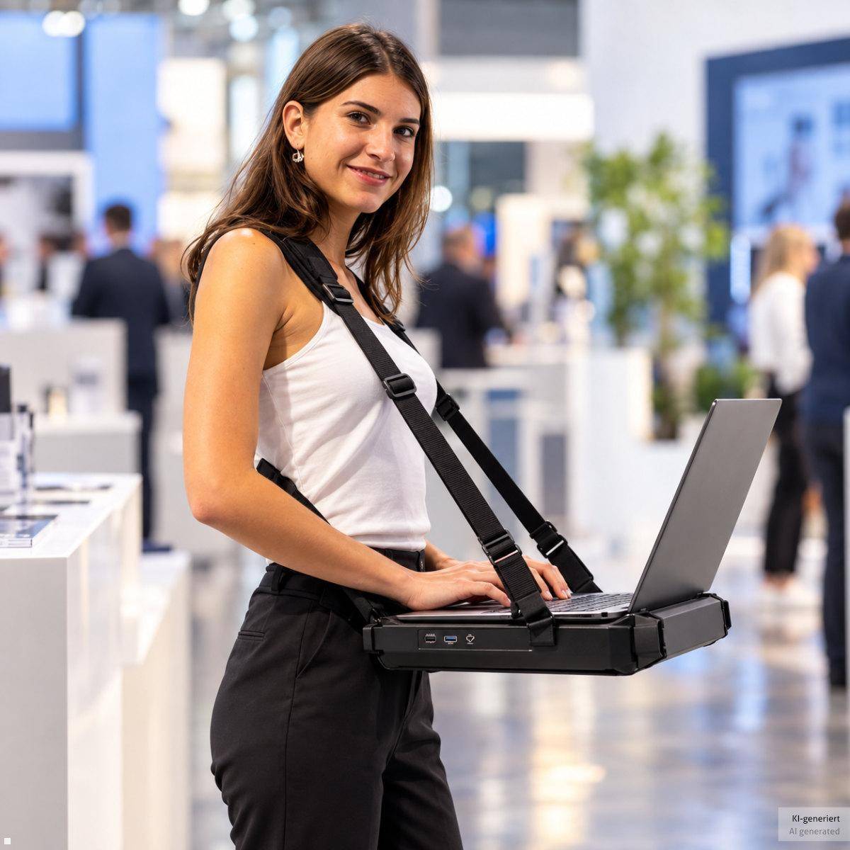 MonLines Bauchladen für Laptop / Notebook - mobile Arbeitsfläche für Inventur, V...