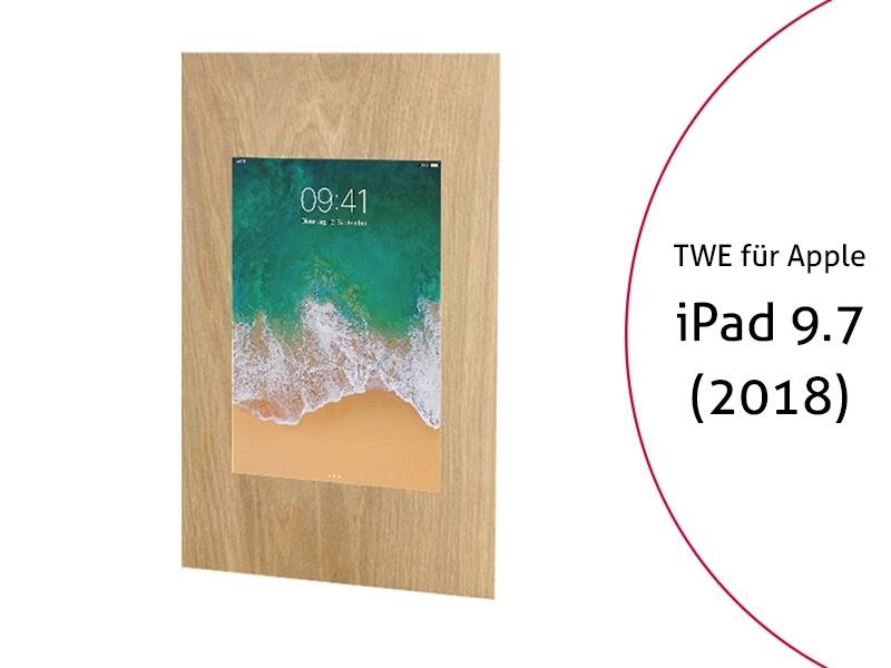 TabLines TWE062O Tablet Wandeinbau für Apple iPad 6 9.7 (2018), Eiche