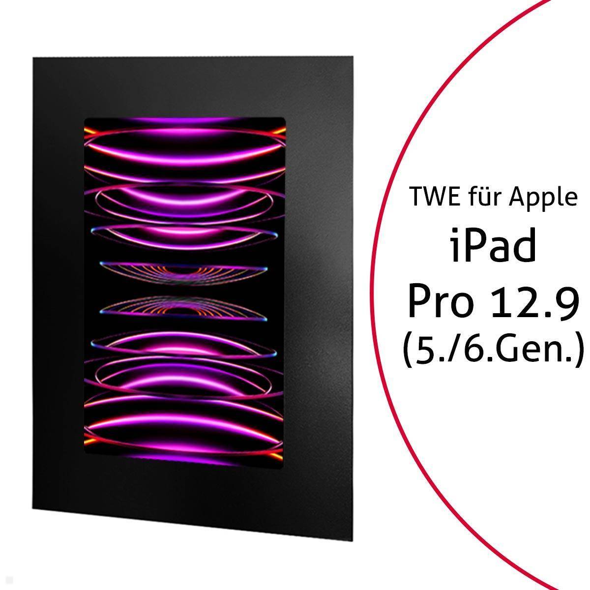 TabLines TWE098B Tablet Wandeinbau für Apple iPad Pro 12.9 (5./6. Gen.), schwarz