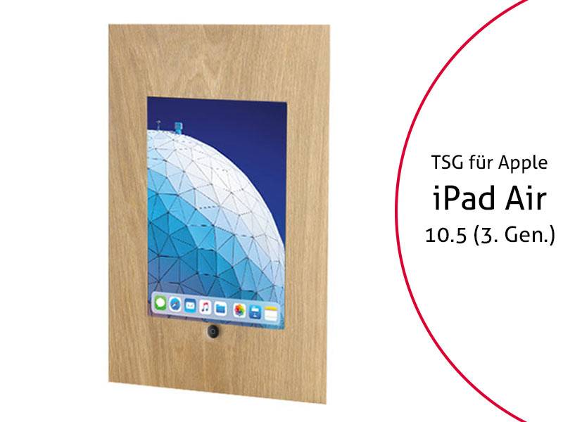 TabLines TWE074O Tablet Wandeinbau für Apple iPad Air 3 10.5 (2019), HB, Eiche