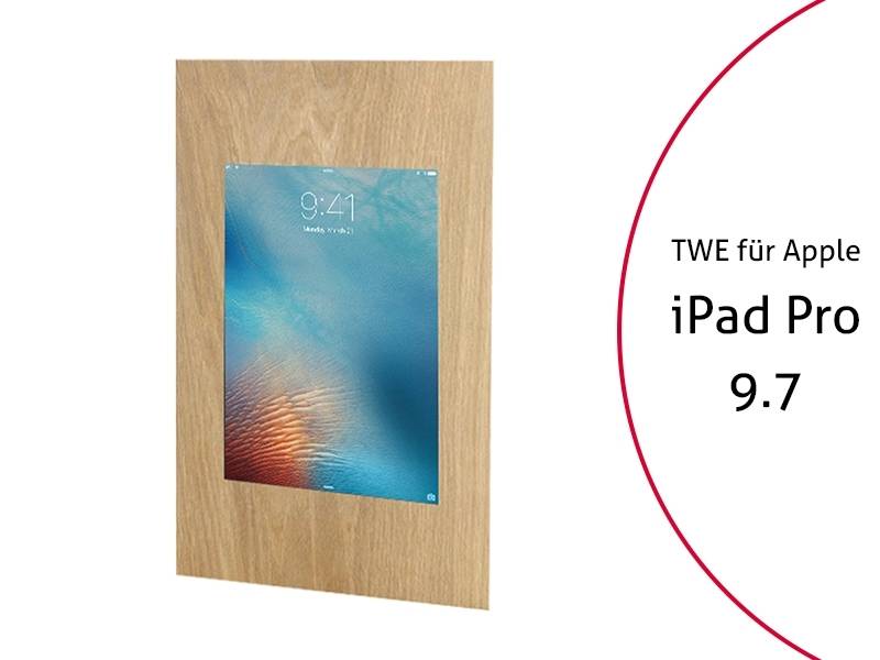 TabLines TWE044O Tablet Wandeinbau für Apple iPad Pro 9.7, Eiche