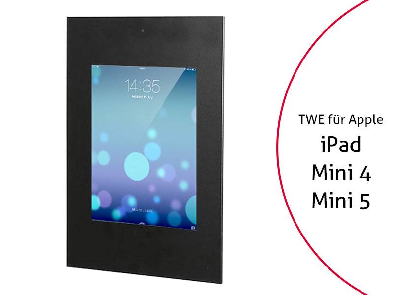 TabLines TWE021B Tablet Wandeinbau für Apple iPad Mini 4/5, DS, Schwarz