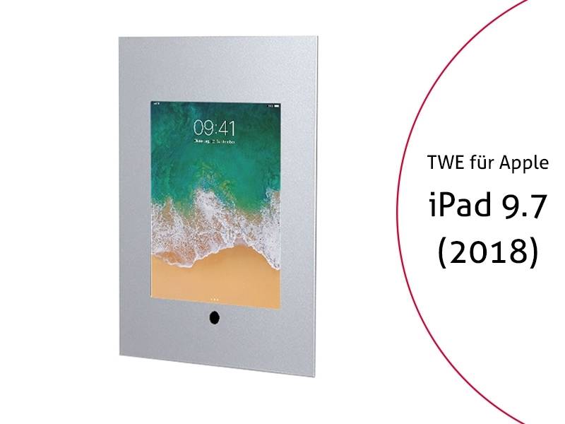 TabLines TWE063S Tablet Wandeinbau für Apple iPad 6 9.7 (2018), HB, silber