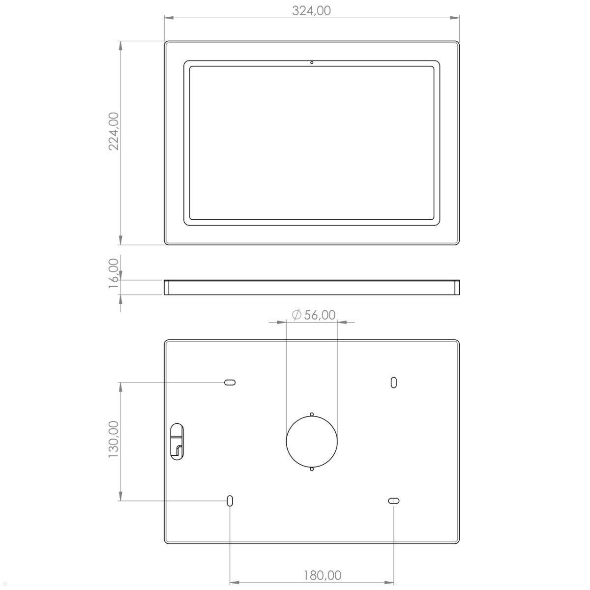 TabLines TWH040B Tablet Wandhalterung für Samsung Tab S8+ 12.4, schwarz