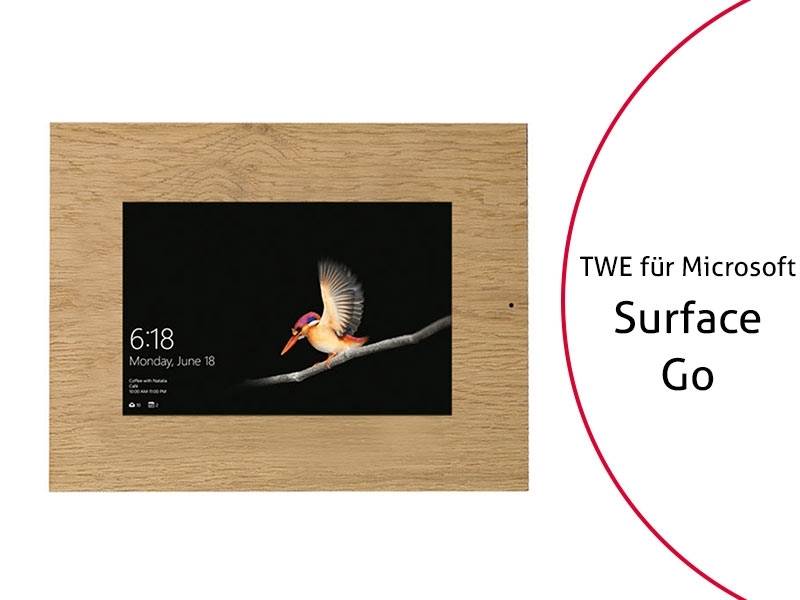 TabLines TWE082O Tablet Wandeinbau für Microsoft Surface Go (1. Gen.), DS, Eiche