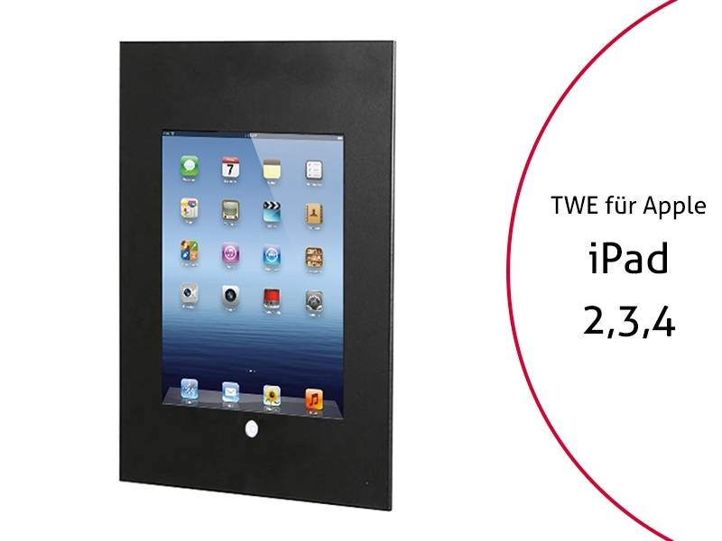 TabLines TWE050B Tablet Wandeinbau für Apple iPad 2-3-4 HB, schwarz