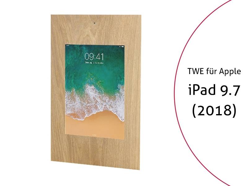 TabLines TWE064O Tablet Wandeinbau für Apple iPad 6 9.7 (2018), DS, Eiche