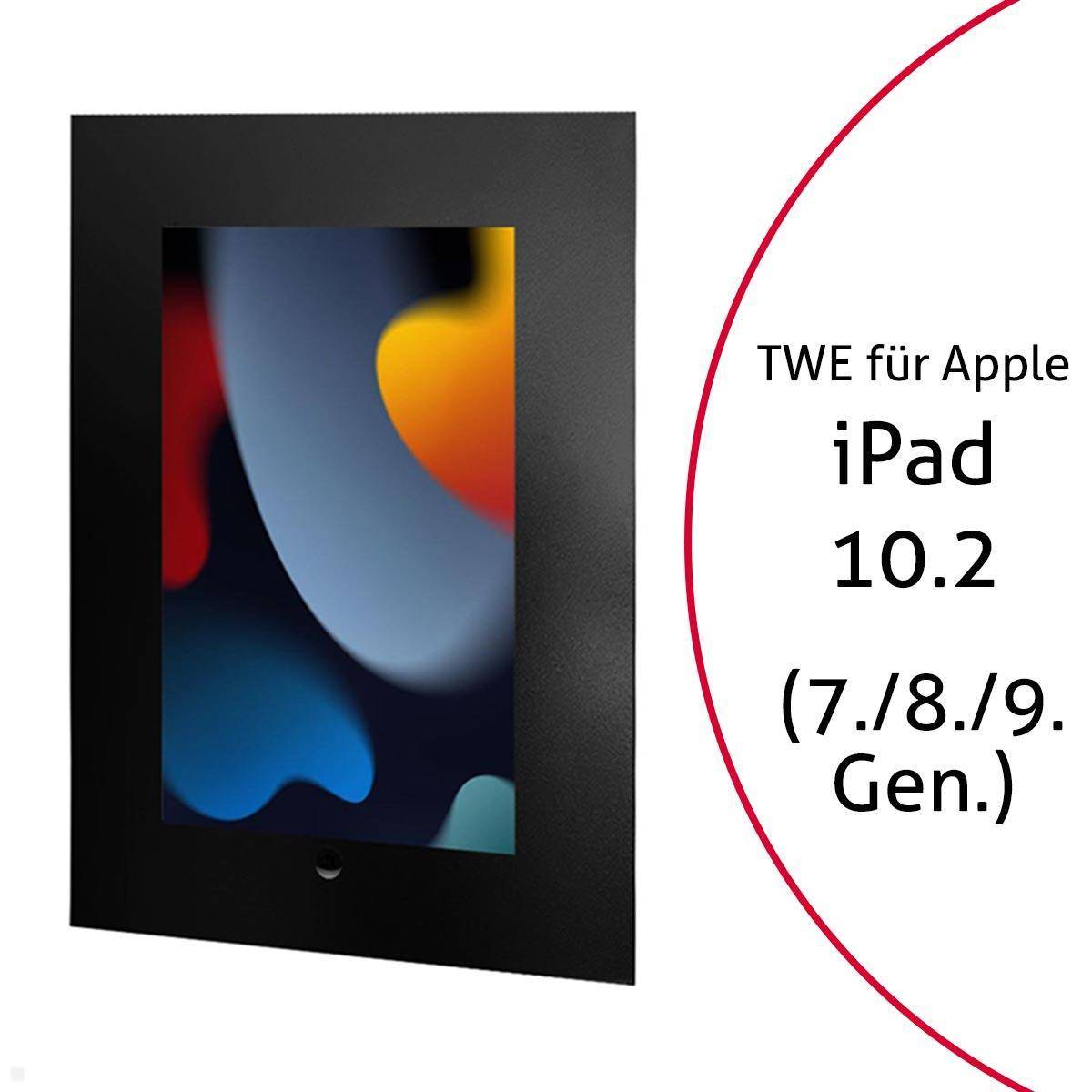TabLines TWE089B Tablet Wandeinbau für Apple iPad 10.2 (7./8./9. Gen.), HB, schw...