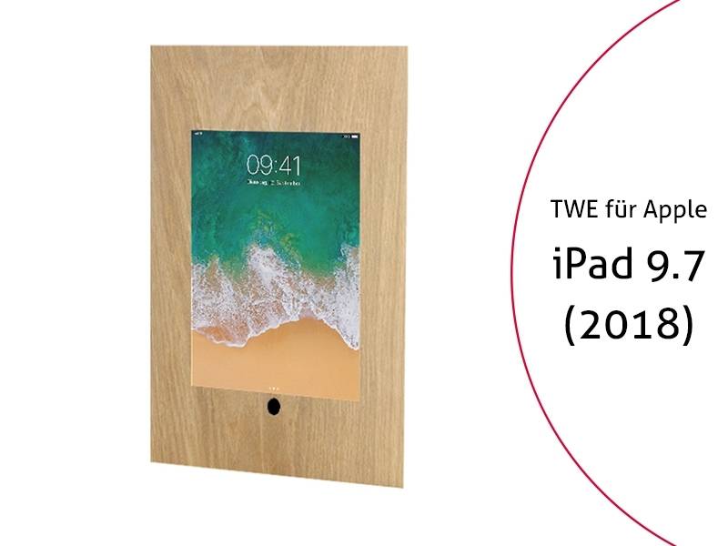 TabLines TWE063O Tablet Wandeinbau für Apple iPad 6 9.7 (2018), HB, Eiche