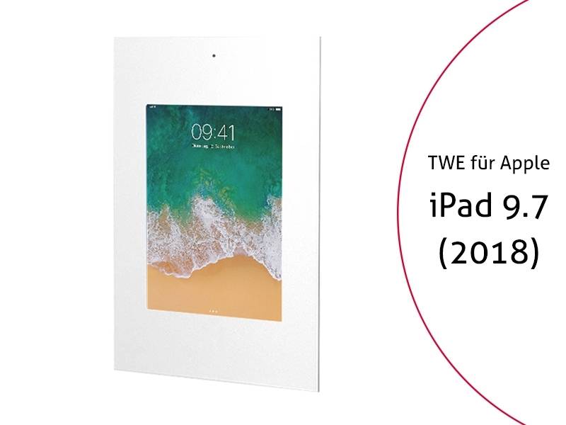 TabLines TWE064W Tablet Wandeinbau für Apple iPad 6 9.7 (2018), DS, weiß