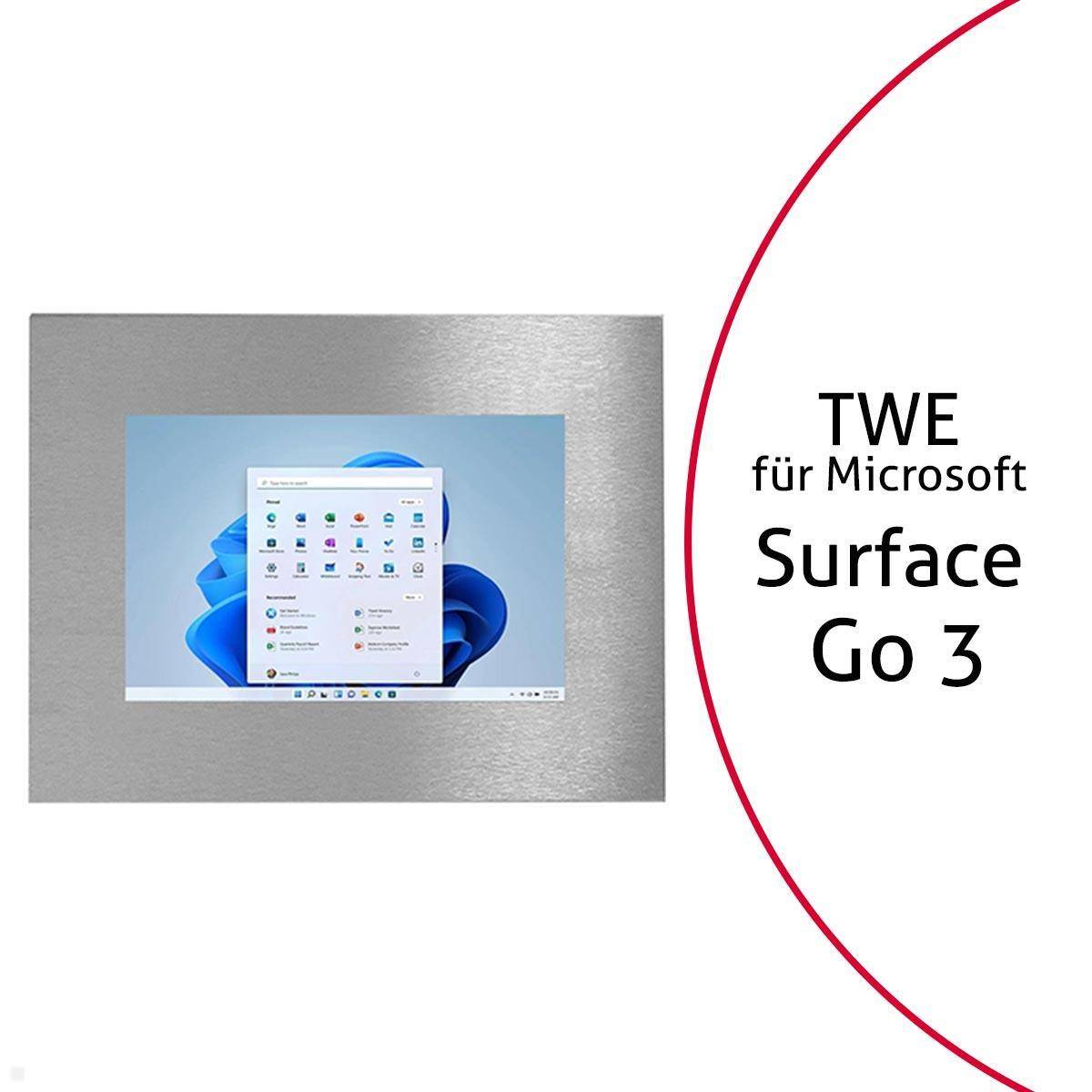 TabLines TWE099E Tablet Wandeinbau für Microsoft Surface Go 3, Edelstahl