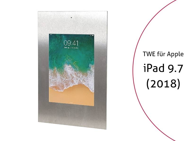 TabLines TWE064E Tablet Wandeinbau für Apple iPad 6 9.7 (2018), DS, Edelstahl