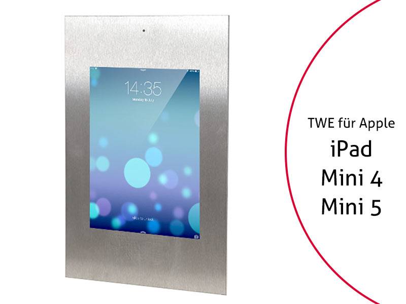 TabLines TWE021E Tablet Wandeinbau für Apple iPad Mini 4/5, DS, Edelstahl