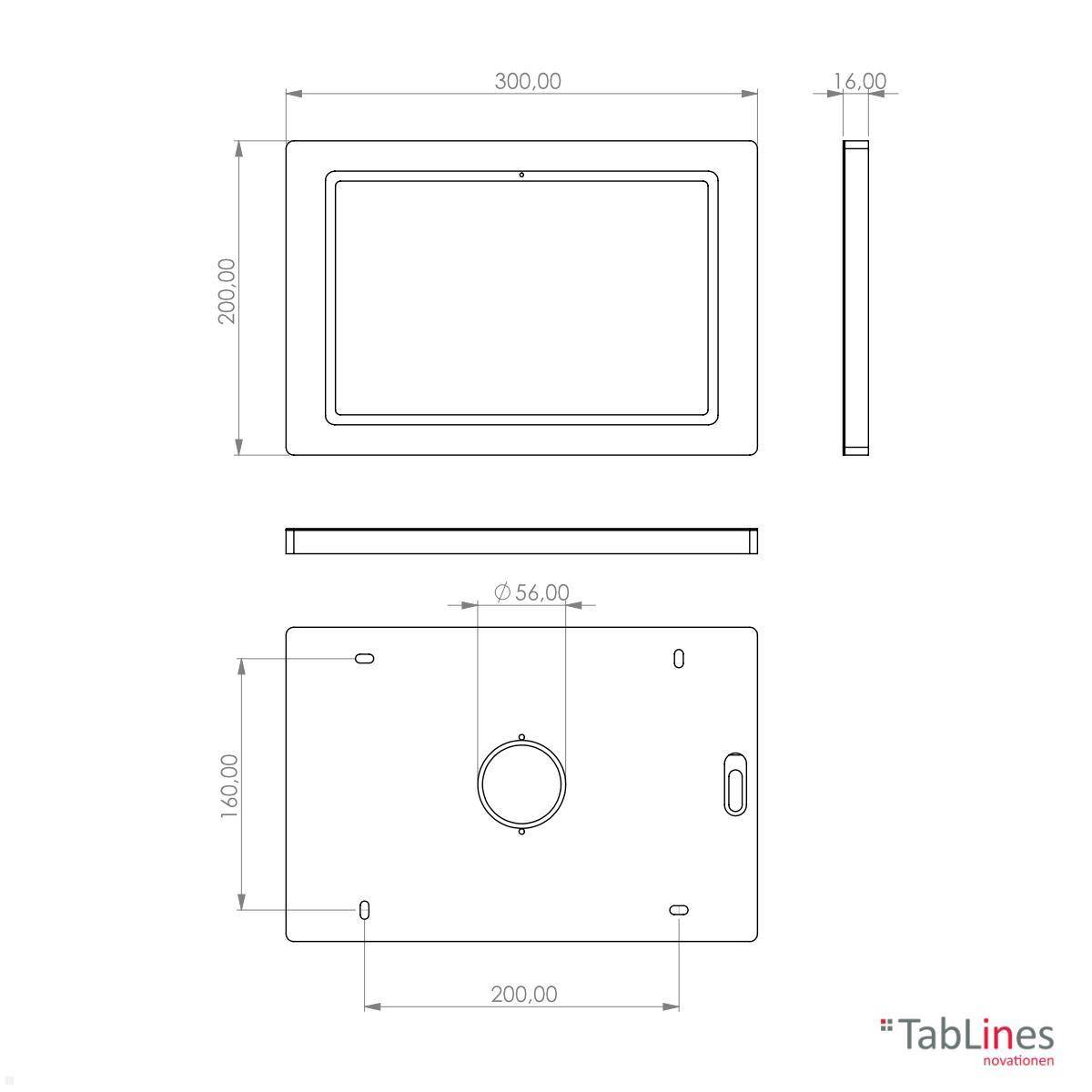 TabLines TWH052B Tablet Wandhalterung für Samsung Tab S9 FE 10.9, schwarz
