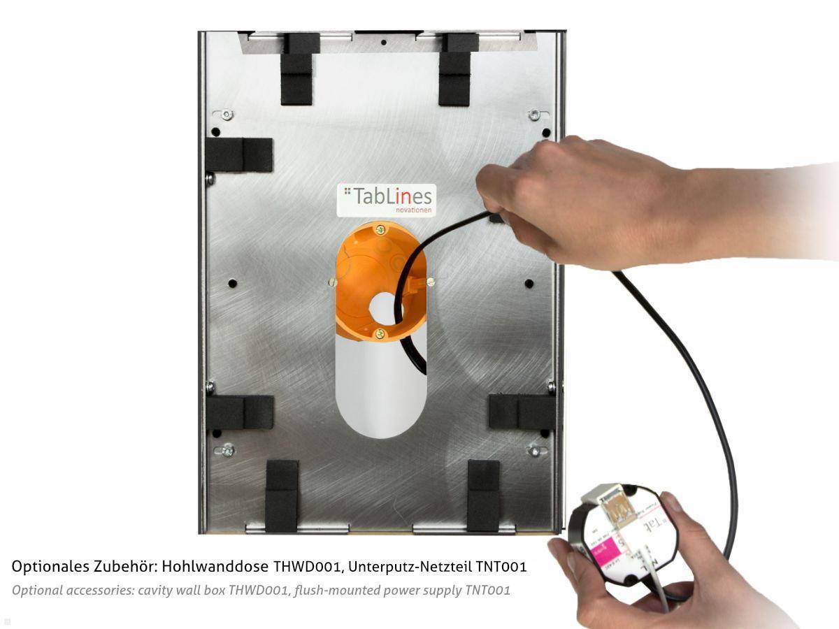 TabLines TWE094E Tablet Wandeinbau für Microsoft Surface Go 2, Edelstahl