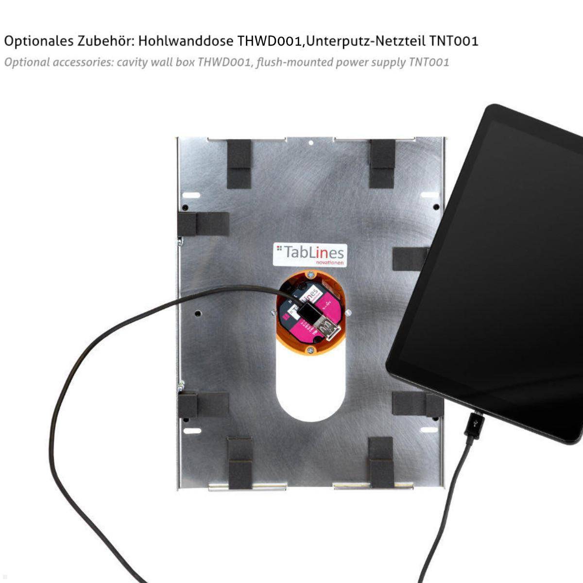 TabLines TWE103E Tablet Wandeinbau für Samsung Tab A8 10.5 (2022), Edelstahl