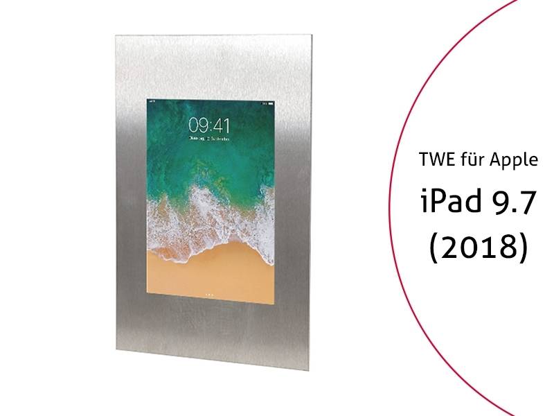 TabLines TWE062E Tablet Wandeinbau für Apple iPad 6 9.7 (2018), Edelstahl