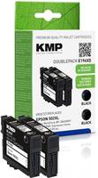 KMP Premium-Qualität Tintenpatronenpaket mit schwarzen Doppelpack-Patronen und QR-Code, gezeigt vor der Schachtel.