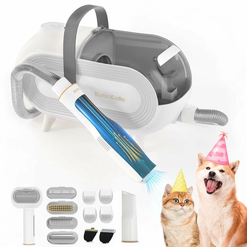 Katio Kadio Hundeschermaschine mit Tierhaar Staubsauger, Profi Haustierpflegeset mit 8 Tierpflegewerkzeugen Grau Katio Kadio Hundeschermaschine mit Tierhaar Staubsauger, Profi Haustierpflegeset mit 8 Tierpflegewerkzeugen Grau