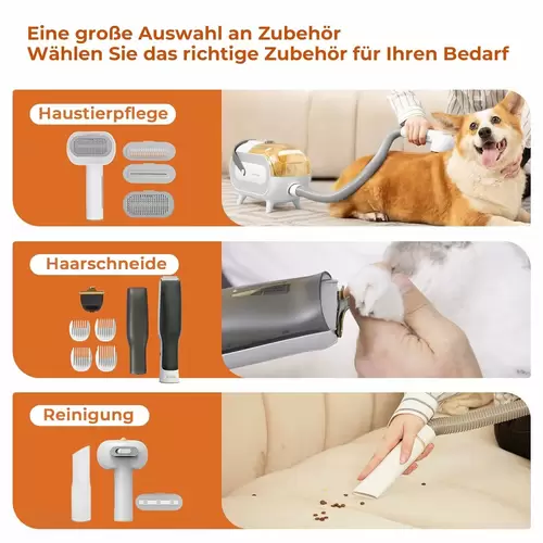 Katio Kadio Hundeschermaschine mit Tierhaar Staubsauger, Profi Haustierpflegeset mit 8 Tierpflegewerkzeugen Grau Katio Kadio Hundeschermaschine mit Tierhaar Staubsauger, Profi Haustierpflegeset mit 8 Tierpflegewerkzeugen Grau
