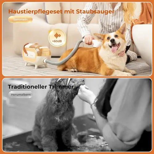Katio Kadio Hundeschermaschine mit Tierhaar Staubsauger, Profi Haustierpflegeset mit 8 Tierpflegewerkzeugen Gelb Katio Kadio Hundeschermaschine mit Tierhaar Staubsauger, Profi Haustierpflegeset mit 8 Tierpflegewerkzeugen Gelb