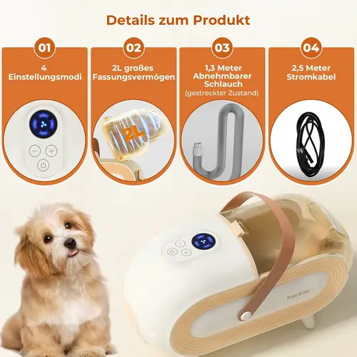 Katio Kadio Hundeschermaschine mit Tierhaar Staubsauger, Profi Haustierpflegeset mit 8 Tierpflegewerkzeugen Gelb Katio Kadio Hundeschermaschine mit Tierhaar Staubsauger, Profi Haustierpflegeset mit 8 Tierpflegewerkzeugen Gelb
