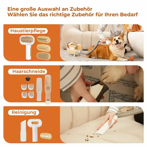 Katio Kadio Hundeschermaschine mit Tierhaar Staubsauger, Profi Haustierpflegeset mit 8 Tierpflegewerkzeugen Gelb Katio Kadio Hundeschermaschine mit Tierhaar Staubsauger, Profi Haustierpflegeset mit 8 Tierpflegewerkzeugen Gelb