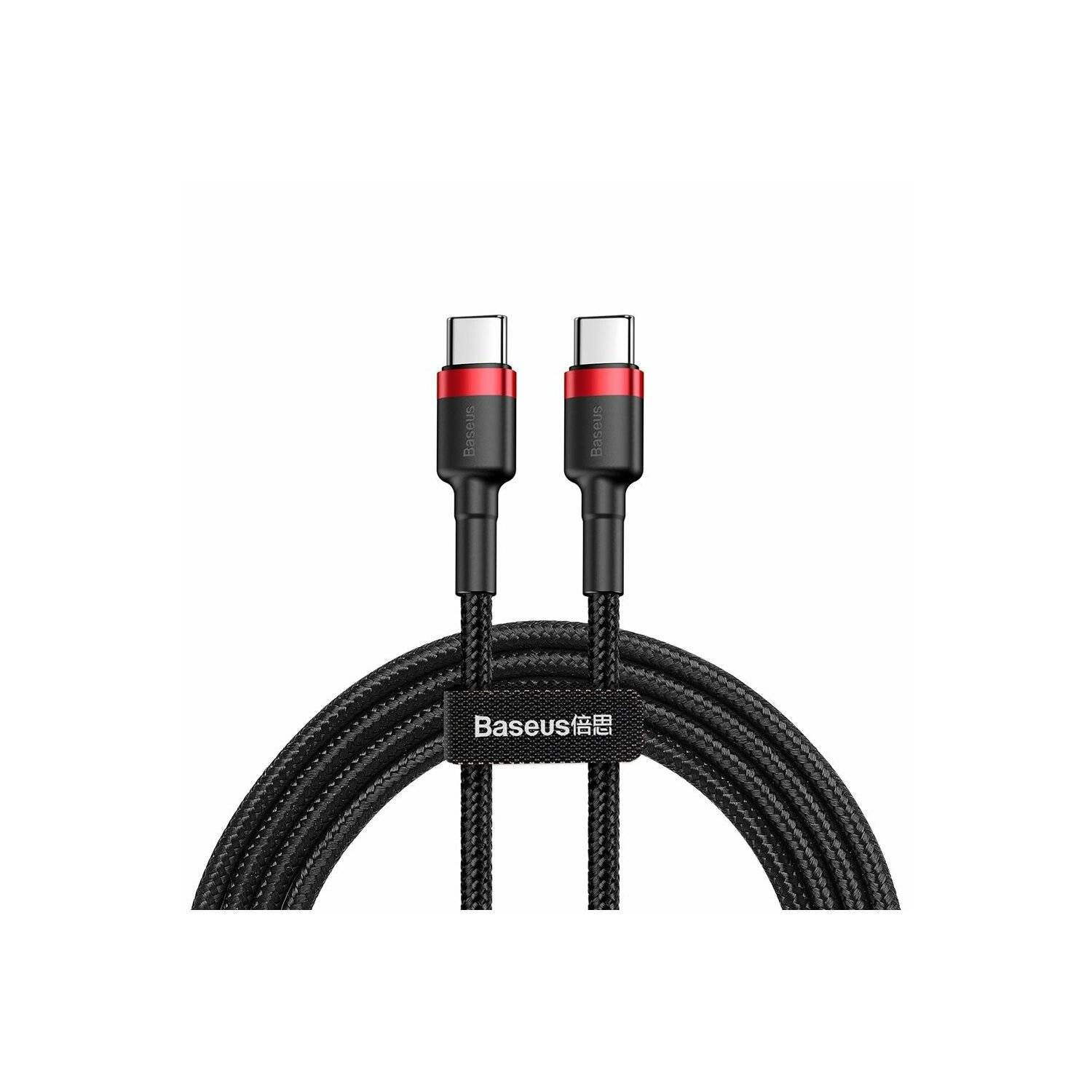 Baseus Cafule Kabel strapazierfähiges Nylonkabel USB-C PD / USB-C PD PD2.0 60W 20V 3A QC3.0 2M schwarz-rot (CATKLF-H91)