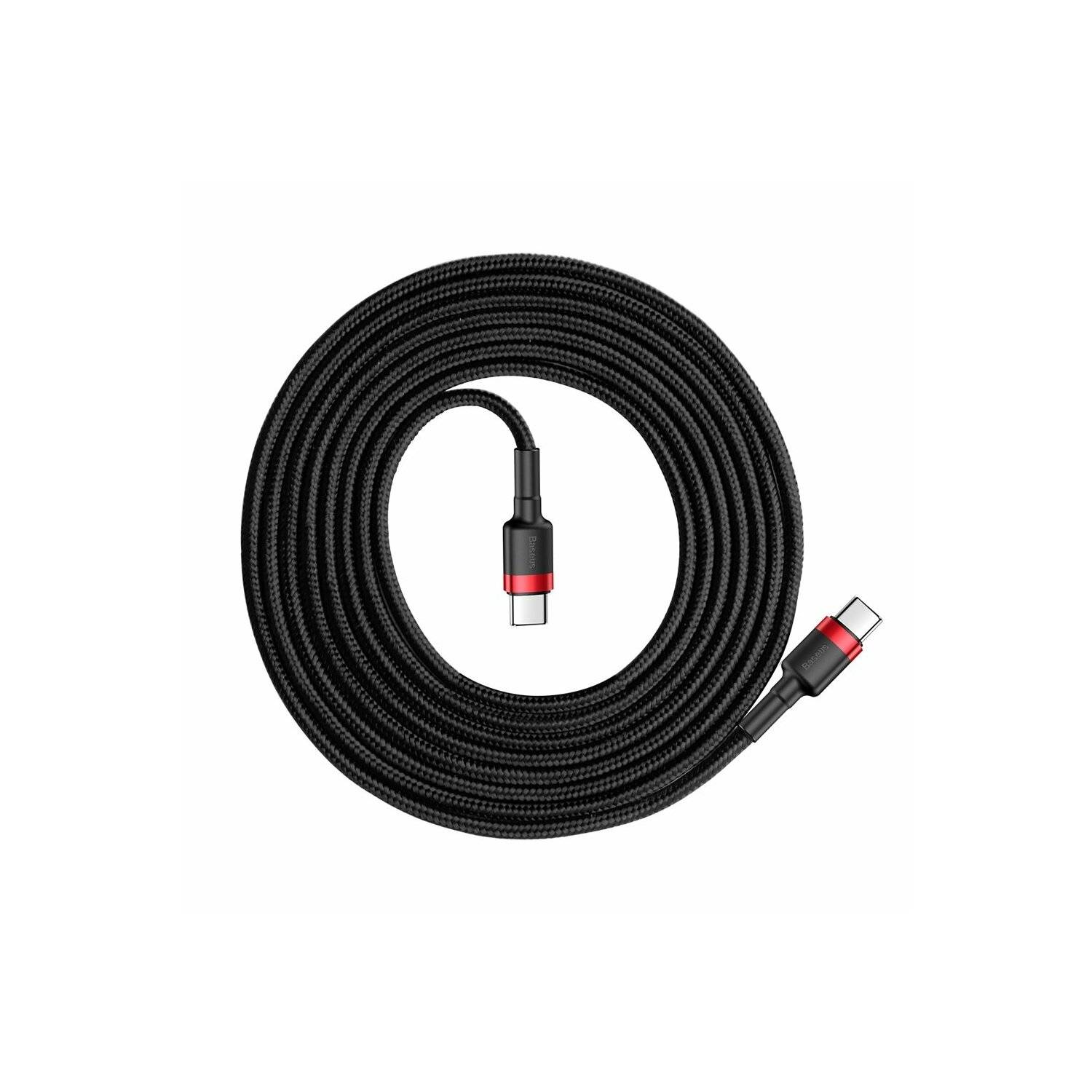 Baseus Cafule Kabel strapazierfähiges Nylonkabel USB-C PD / USB-C PD PD2.0 60W 20V 3A QC3.0 2M schwarz-rot (CATKLF-H91)