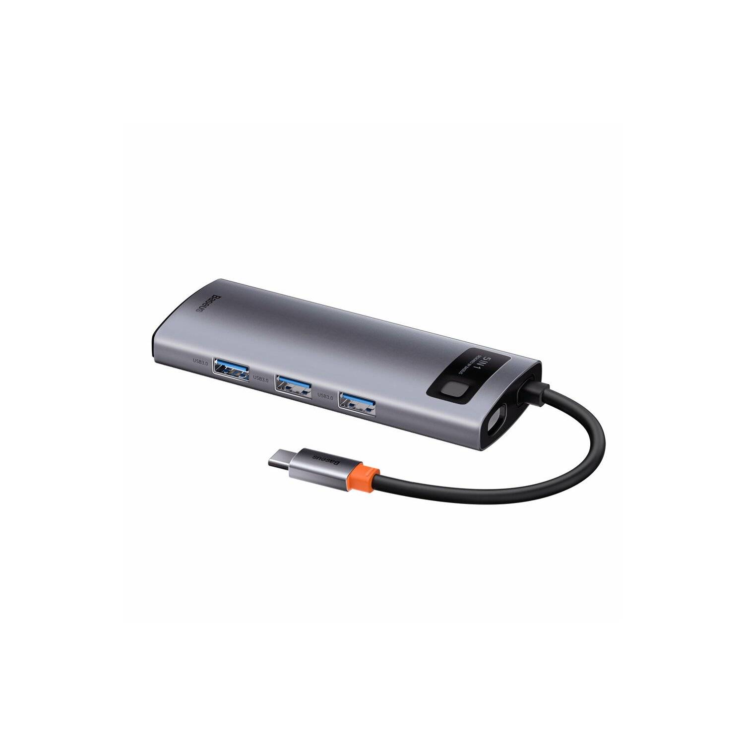 Baseus Metal Gleam Series 5-in-1 Multifunktionale Typ-C HUB Dockingstation Grau 30Hz Version Grau