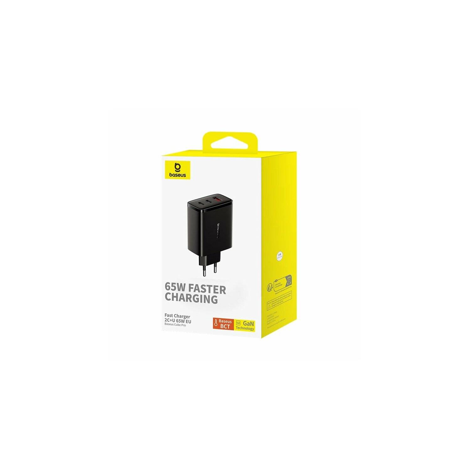 Baseus Cube Pro 65W GaN-Ladegerät 2x USB-C USB-A - Schwarz
