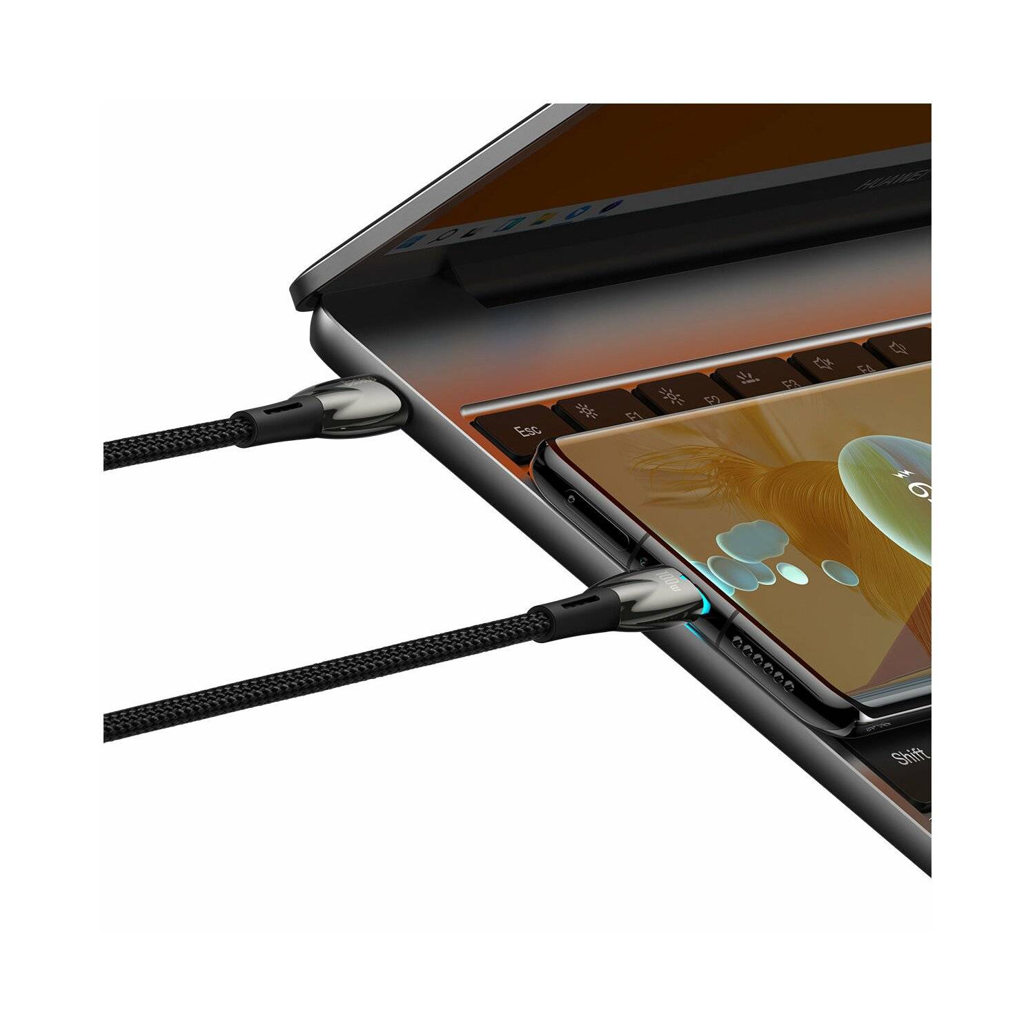 Baseus Glimmer Series Schnellladekabel USB-C 480 Mbit/s PD 100 W 1 m Schwarz