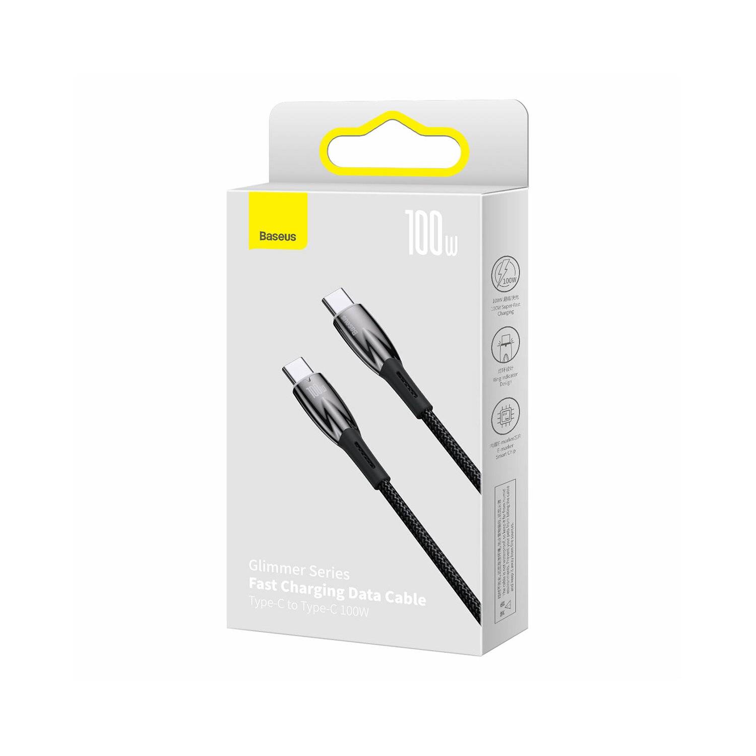 Baseus Glimmer Series Schnellladekabel USB-C 480 Mbit/s PD 100 W 1 m Schwarz
