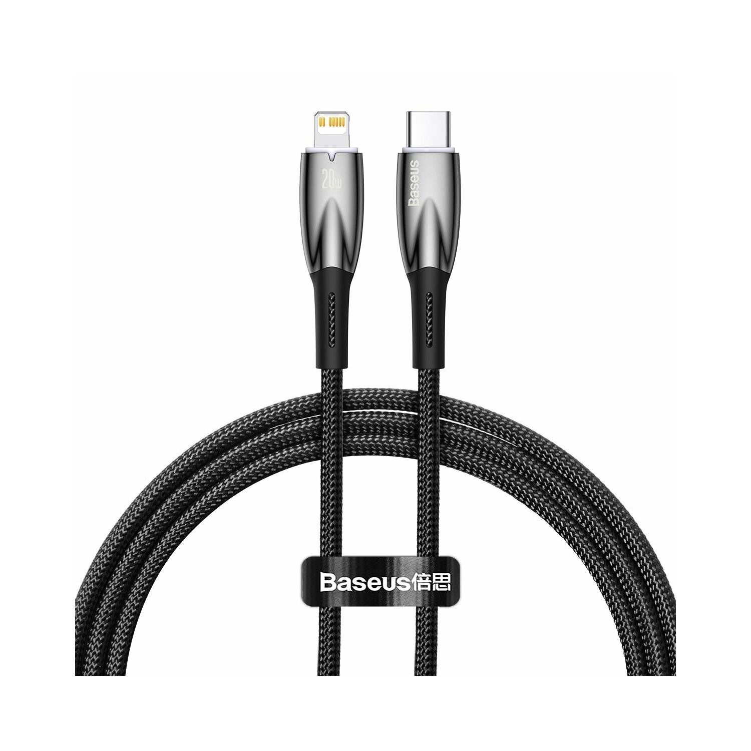 Baseus Glimmer Series Schnellladekabel USB-C – iPhone 480 Mbit/s PD 20 W 1 m schwarz
