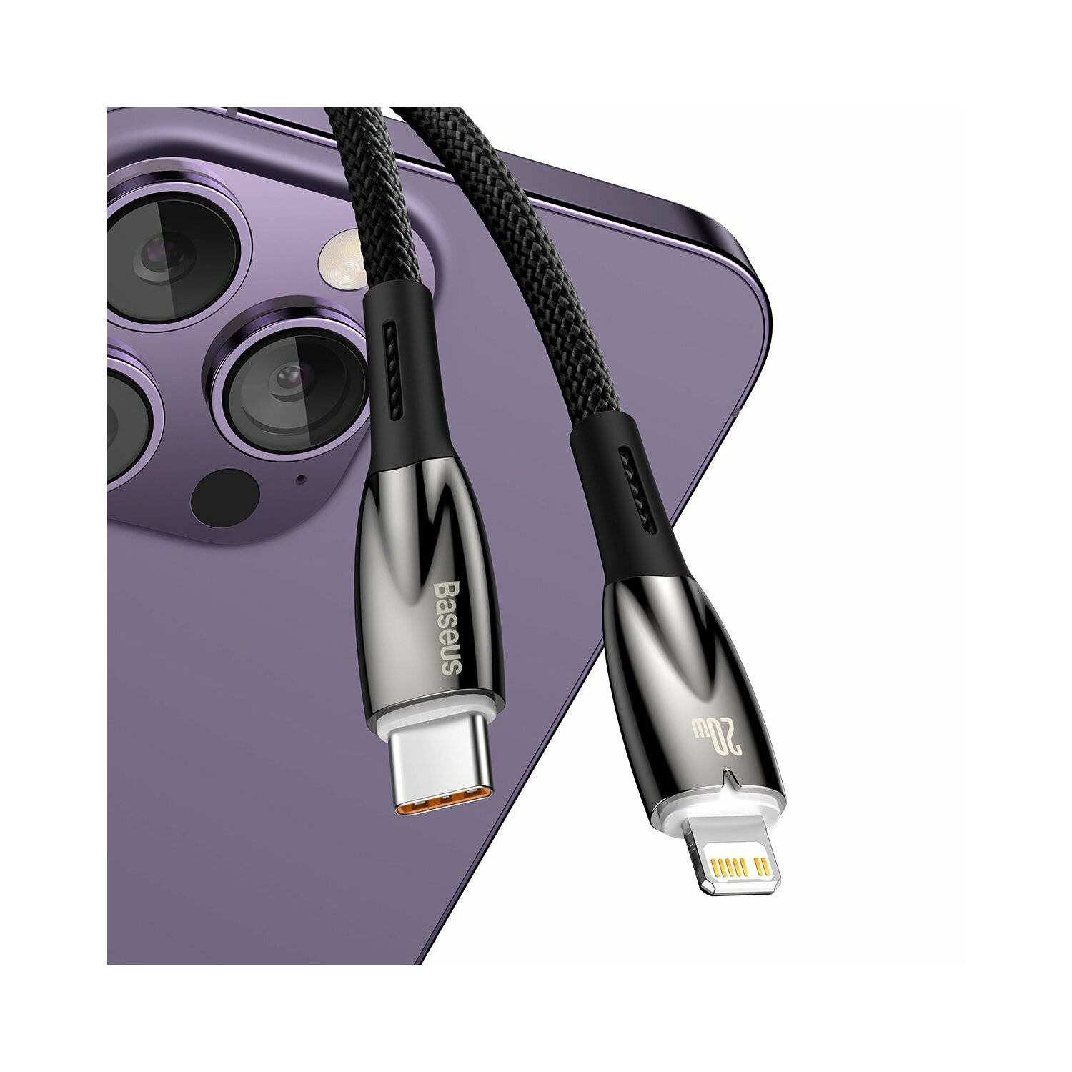 Baseus Glimmer Series Schnellladekabel USB-C – iPhone 480 Mbit/s PD 20 W 1 m schwarz