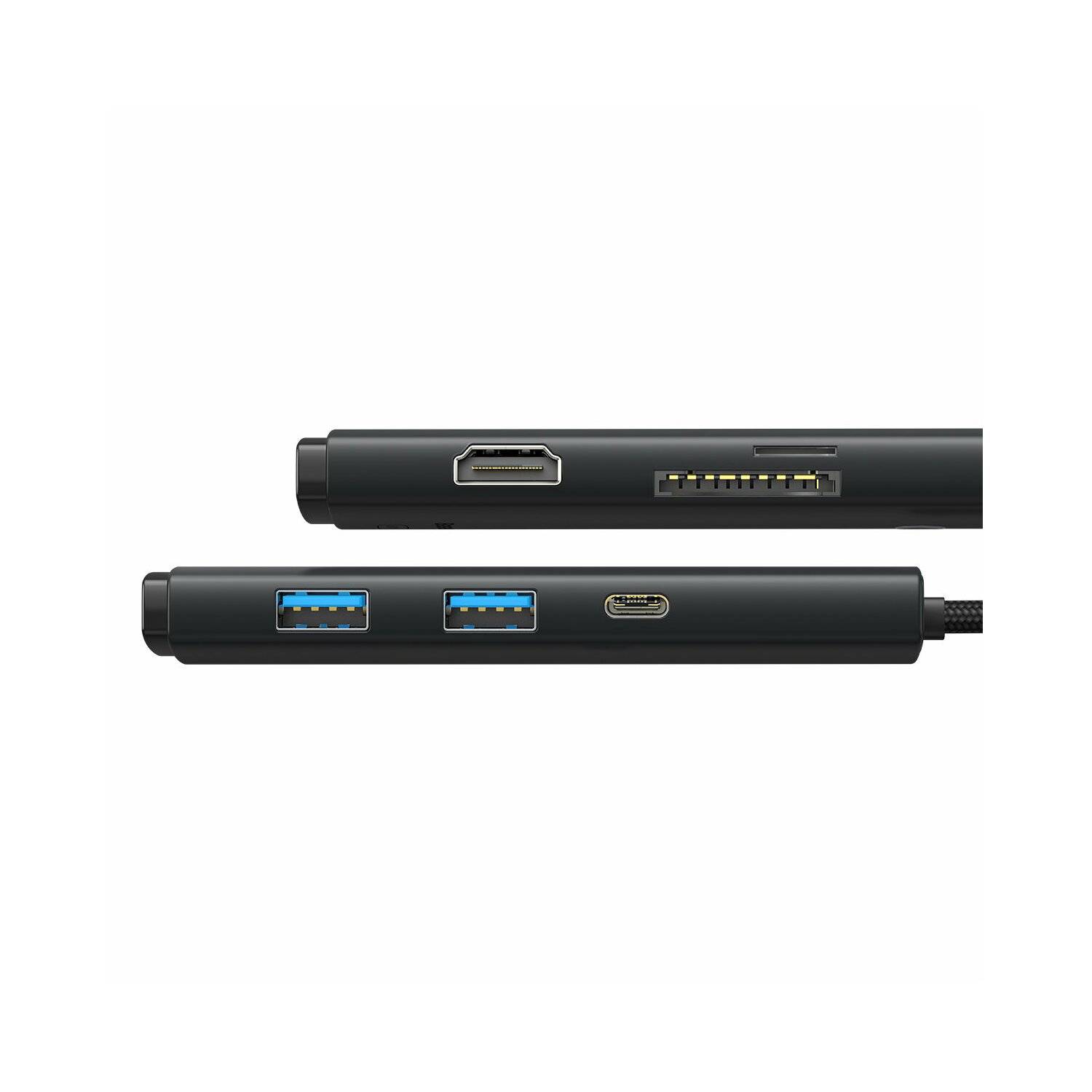 Baseus Lite Series multifunktionaler HUB USB Typ C - 2 x USB 3.0 / USB Typ C / HDMI 1,4 / SD / TF schwarz (WKQX050001)