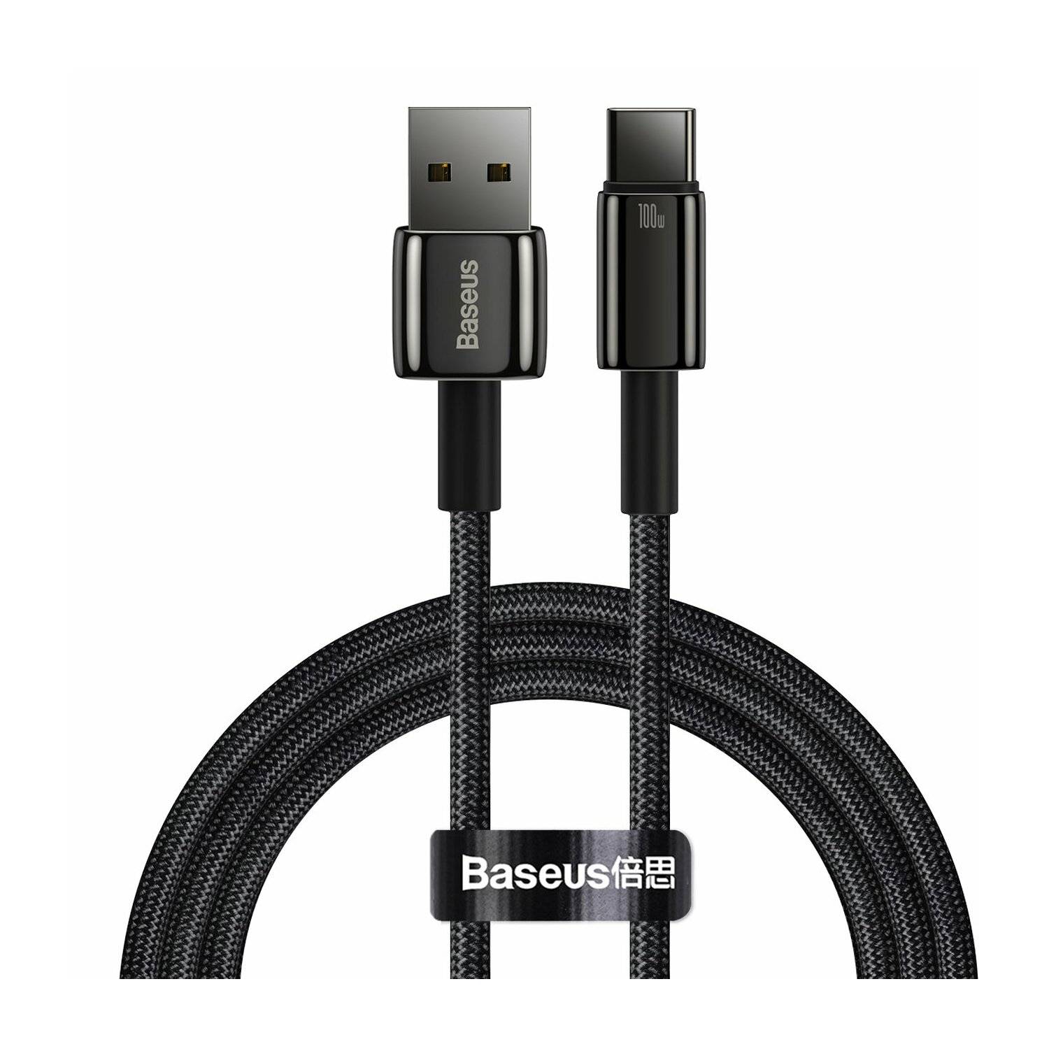 Baseus Tungsten Gold Kabel USB-A - USB-C 480Mb/s 100W 1m schwarz (CAWJ000001)