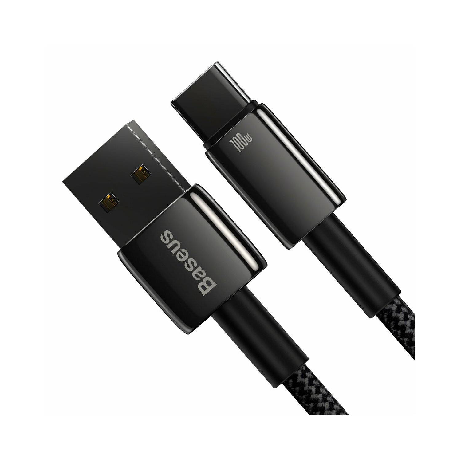 Baseus Tungsten Gold Kabel USB-A - USB-C 480Mb/s 100W 1m schwarz (CAWJ000001)