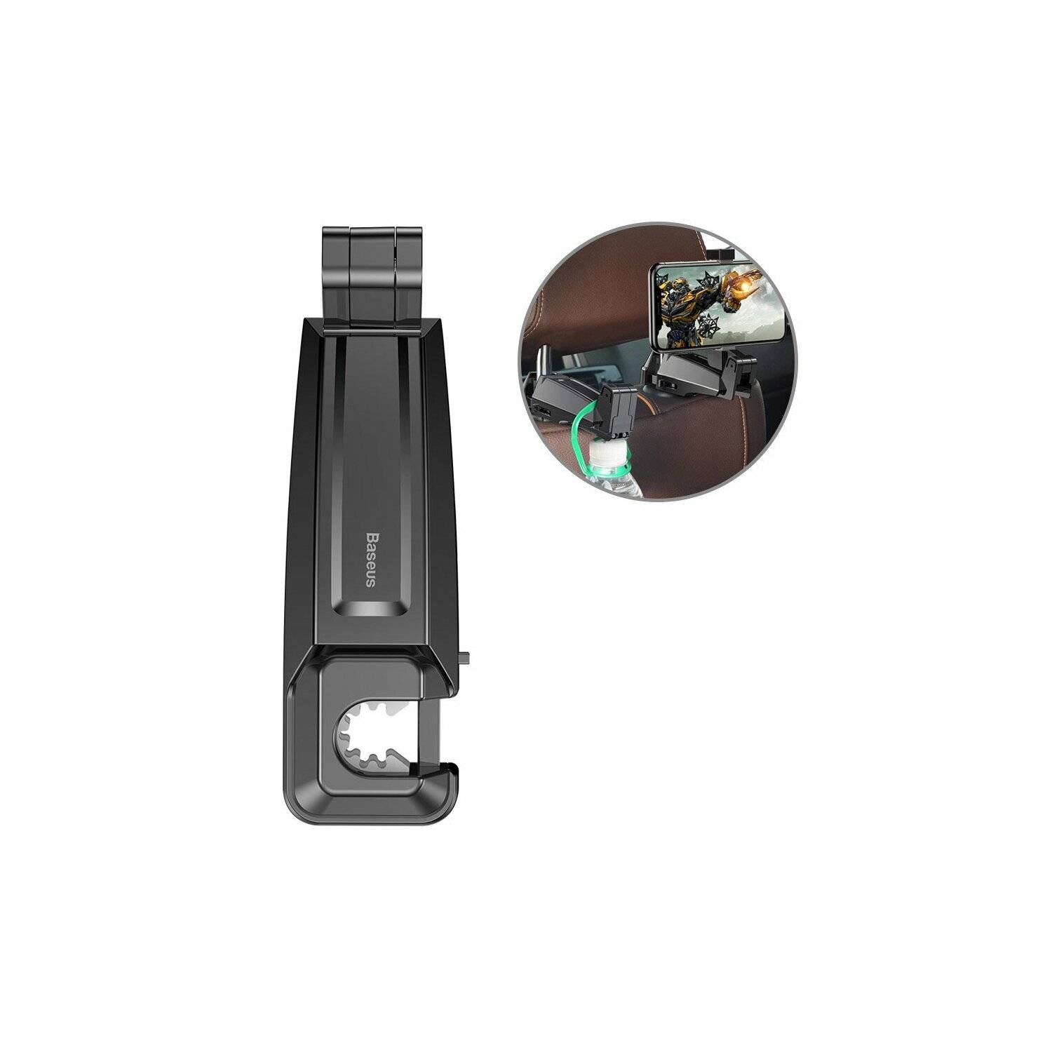 Baseus Auto Rücksitz Kopfstütze Tablet Smartphone Halterung 4.0''-6.5'' Schwarz (SUHZ-A01)