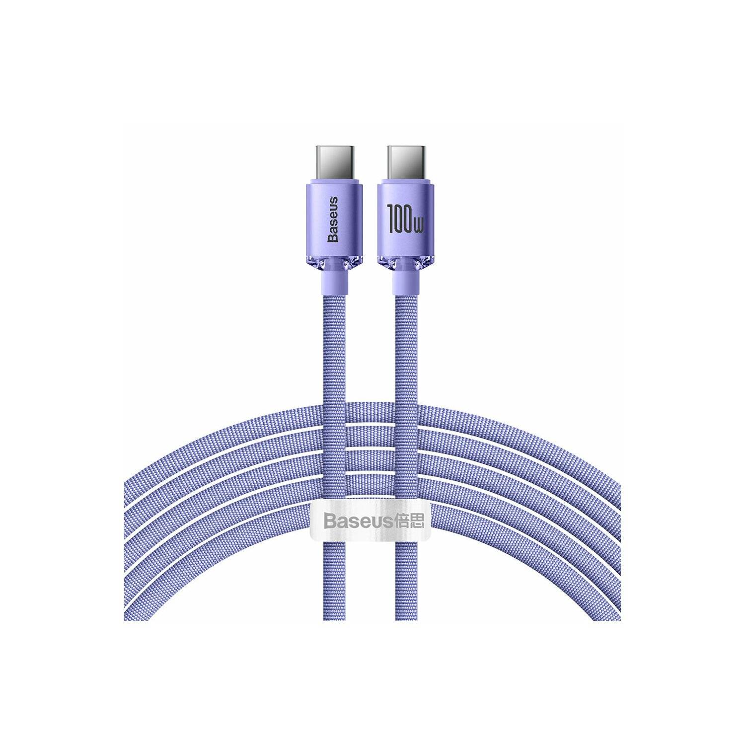 Baseus Crystal Shine Series Kabel USB-Kabel für Schnellladung und Datenübertragung USB Typ C - USB Typ C 100W 2m Lila