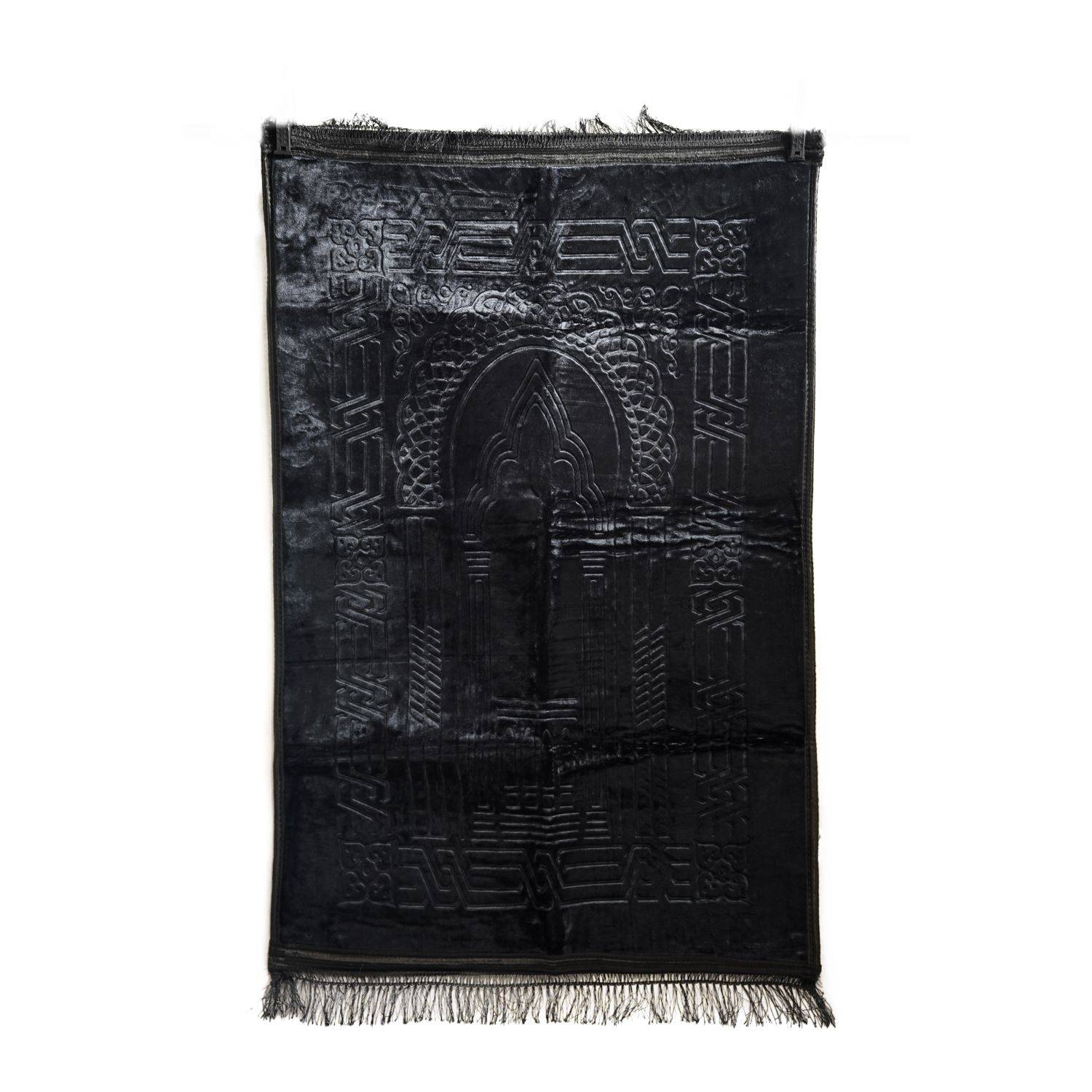 Muslimische Gebetsteppich, Islamische türkische gepolsterte Gebetsteppiche 80x120cm Frauen und Männer Seccade Schwarz