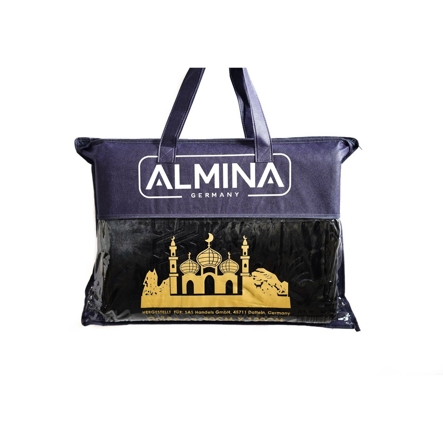 Muslimische Gebetsteppich, Islamische türkische gepolsterte Gebetsteppiche 80x120cm Frauen und Männer Seccade Schwarz