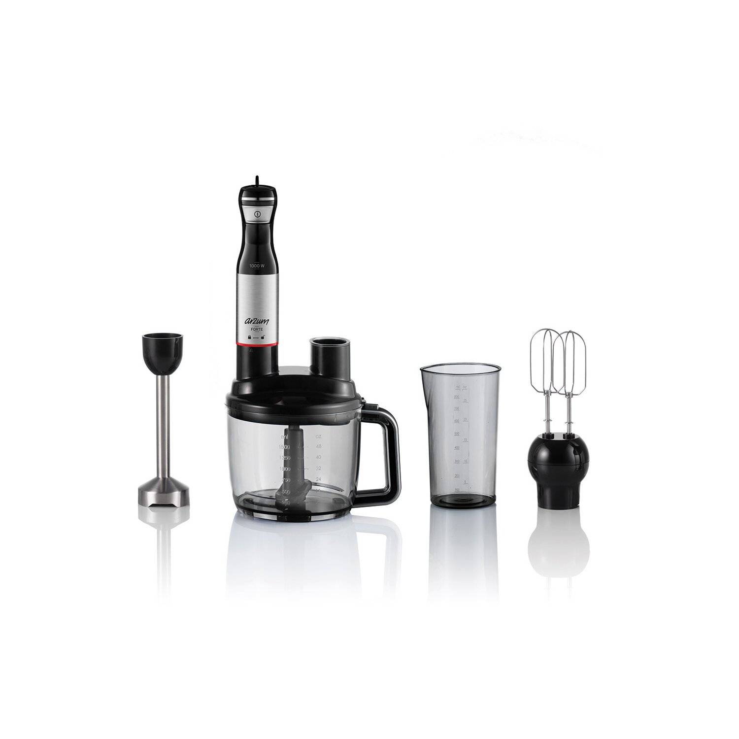 Arzum 1000W Multi Blender Set Stabmixer Pürierstab Handmixer Zerkleinern Schwarz