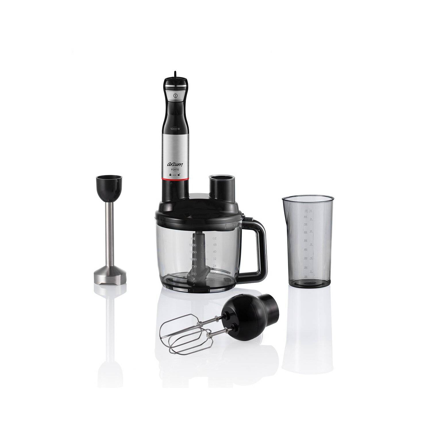 Arzum 1000W Multi Blender Set Stabmixer Pürierstab Handmixer Zerkleinern Schwarz