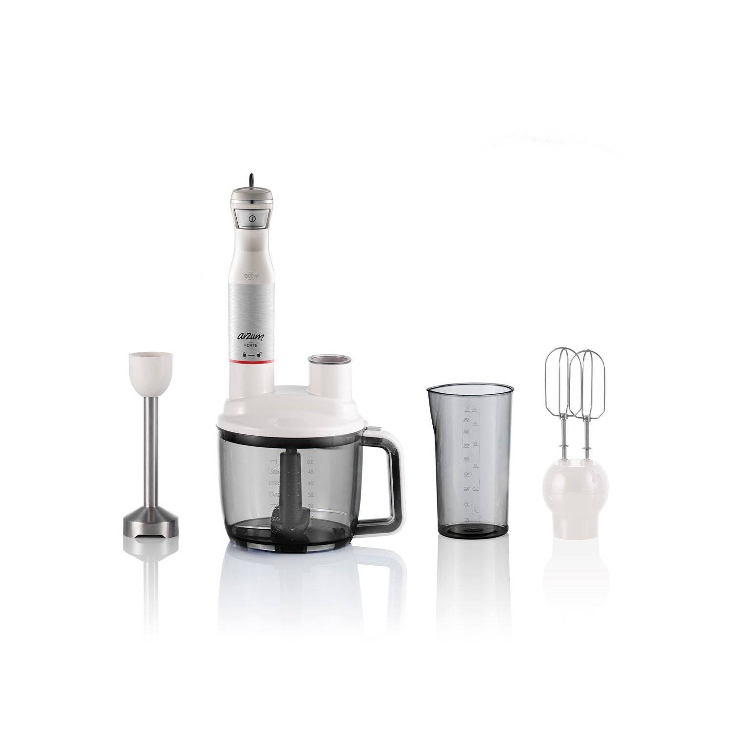 Arzum 1000W Multi Blender Set Stabmixer Pürierstab Handmixer Zerkleinern Weiß