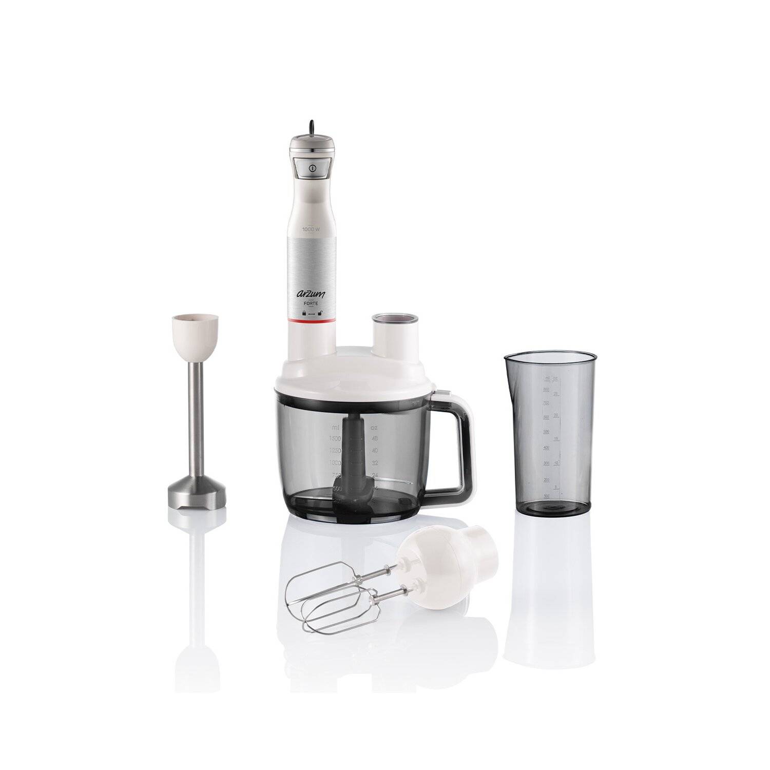 Arzum 1000W Multi Blender Set Stabmixer Pürierstab Handmixer Zerkleinern Weiß