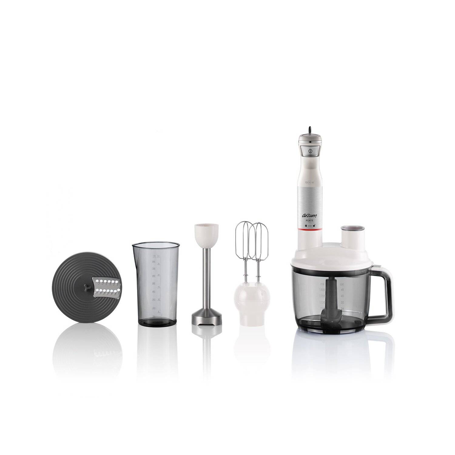Arzum 1000W Multi Blender Set Stabmixer Pürierstab Handmixer Zerkleinern Weiß