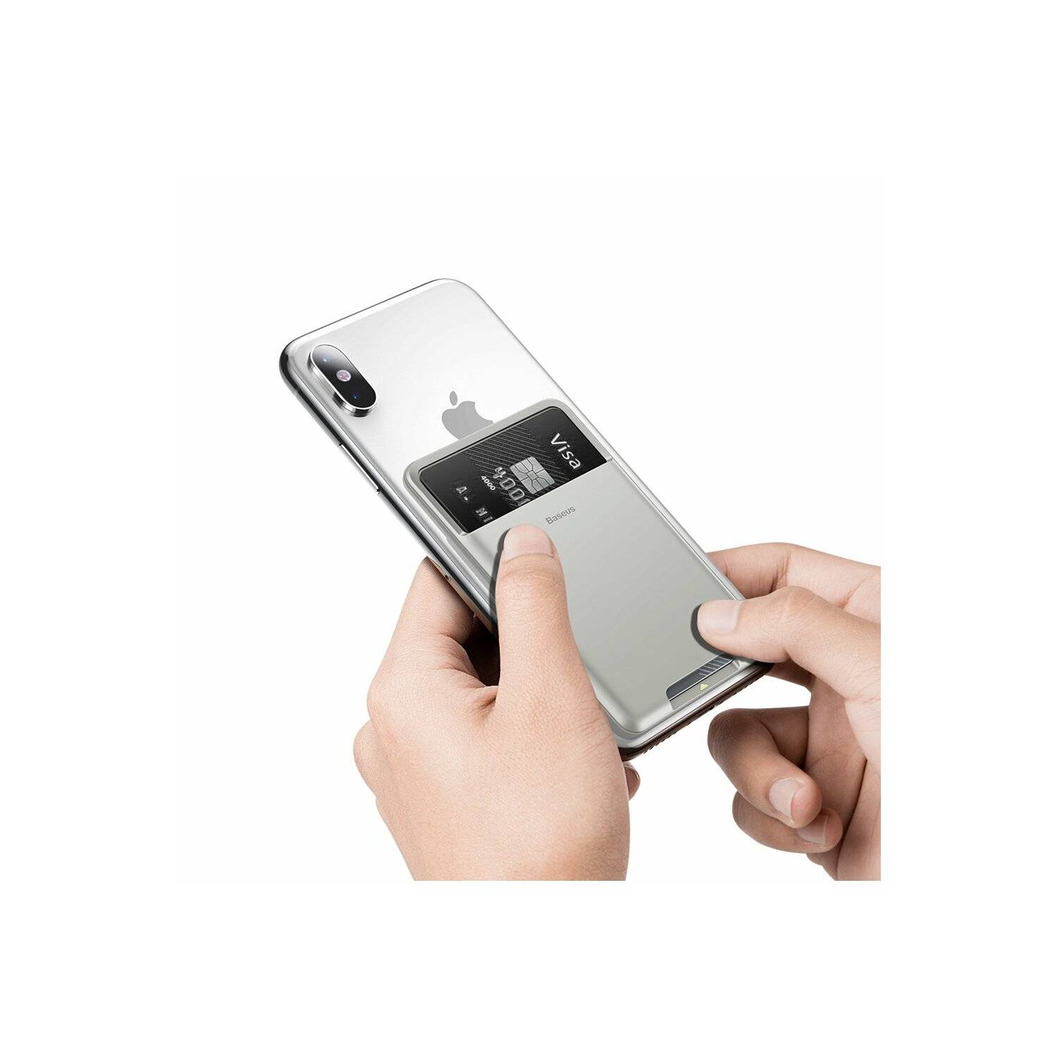Baseus Selbstklebende Kartentasche für Handy grau (ACKD-B0G)